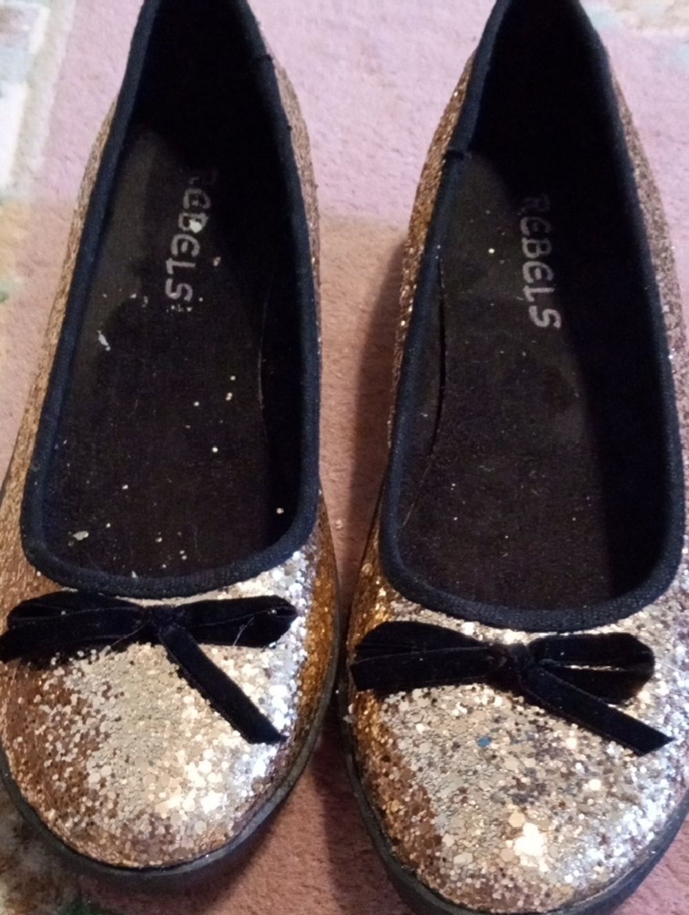 Rebels Gold Glitter Slip-On Flats Size 9